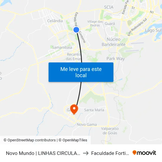 Novo Mundo | LINHAS CIRCULARES to Faculdade Fortium map
