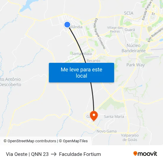 Via Oeste | QNN 23 to Faculdade Fortium map