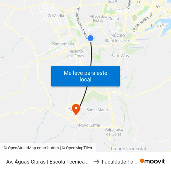 Av. Águas Claras | Escola Técnica De Brasília to Faculdade Fortium map