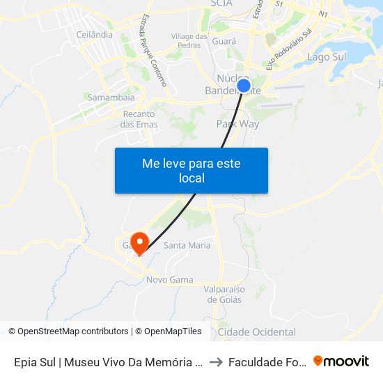 Epia Sul | Museu Vivo Da Memória Candanga to Faculdade Fortium map