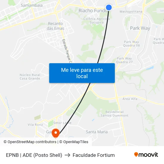 EPNB | ADE (Posto Shell) to Faculdade Fortium map