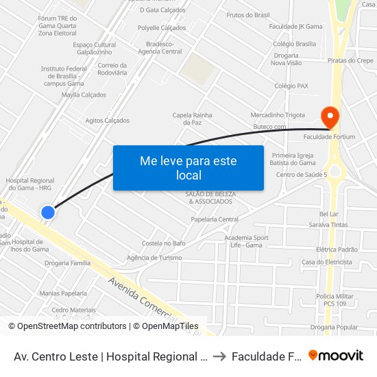 Av. Centro Leste | Hospital Regional Do Gama (Brb) to Faculdade Fortium map