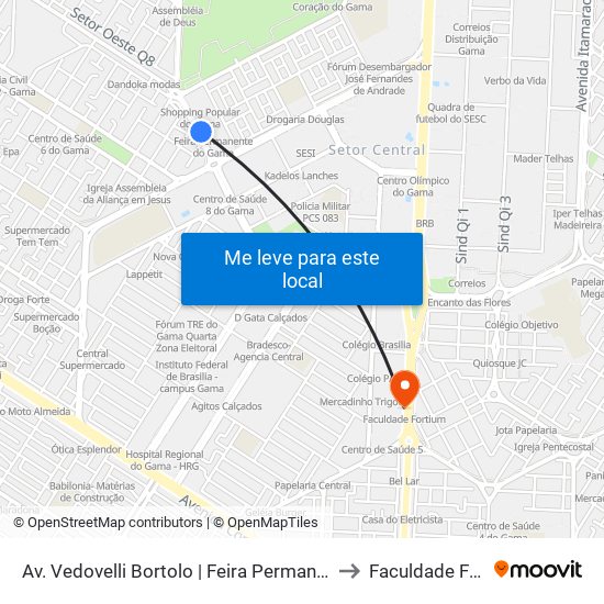 Av. Vedovelli Bortolo | Feira Permanente Do Gama to Faculdade Fortium map