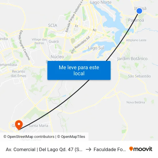 Av. Comercial | Del Lago Qd. 47 (Street Drill) to Faculdade Fortium map