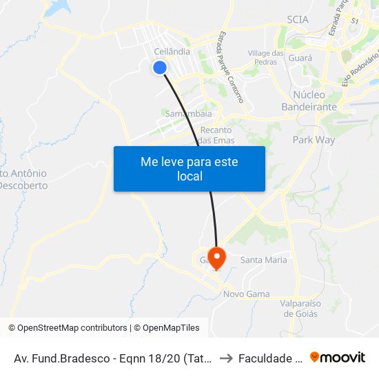 Av. Fund.Bradesco - Eqnn 18/20 (Tatico/Hosp. Anchieta) to Faculdade Fortium map