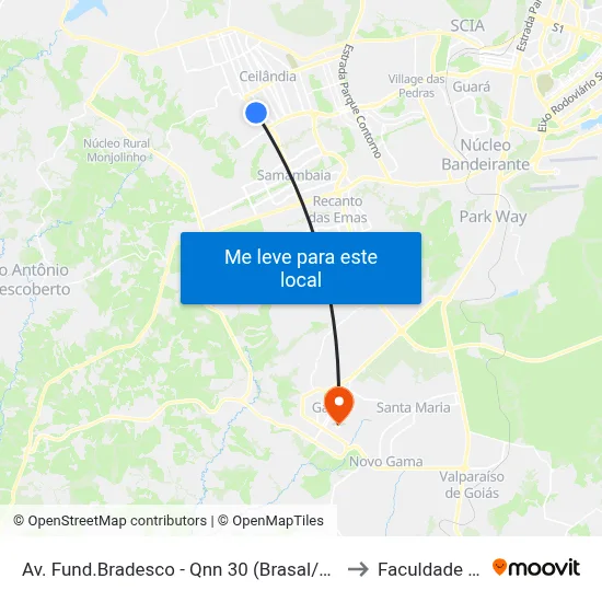 Av. Fund.Bradesco - Qnn 30 (Brasal/Atacadão Dia A Dia) to Faculdade Fortium map