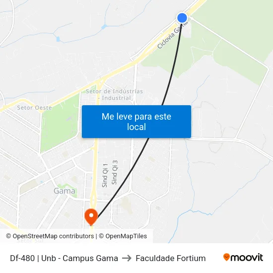 Df-480 | Unb - Campus Gama to Faculdade Fortium map