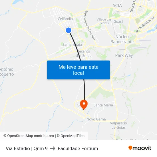 Via Estádio | Qnm 9 to Faculdade Fortium map
