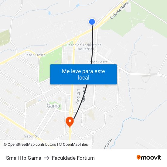 Sma | Ifb Gama to Faculdade Fortium map