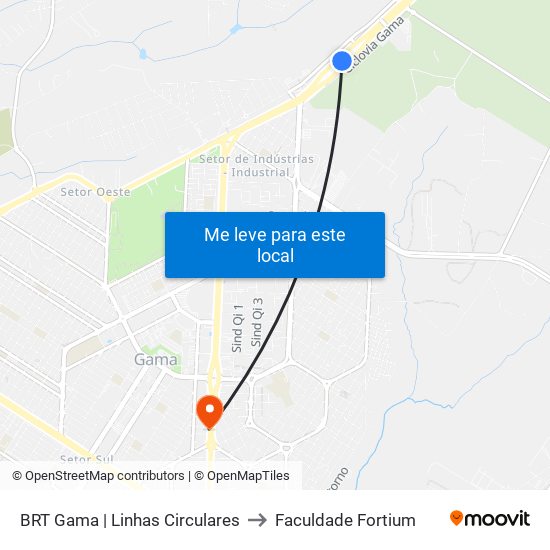 Terminal Brt Gama to Faculdade Fortium map