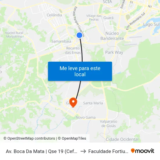 Av. Boca Da Mata | Qse 19 (Cef 5) to Faculdade Fortium map
