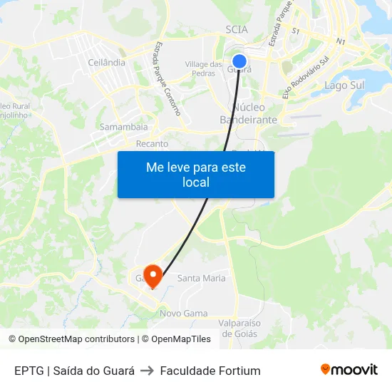 EPTG | Saída do Guará to Faculdade Fortium map