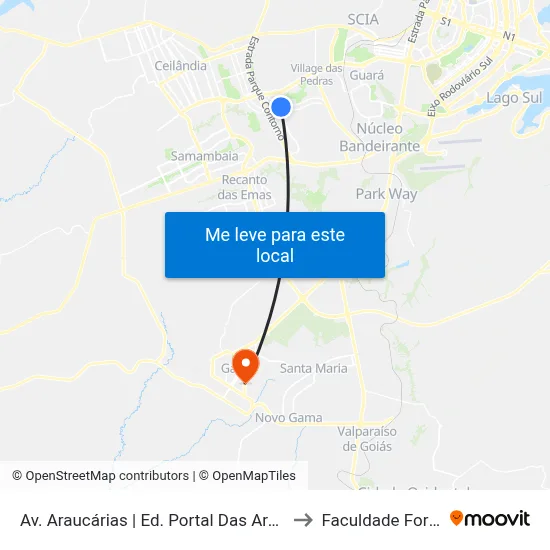 Av. Araucárias | Ed. Portal Das Araucárias to Faculdade Fortium map