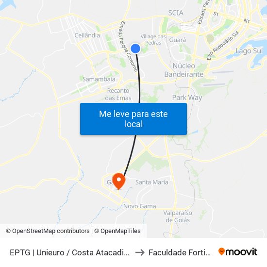 EPTG | Unieuro / Costa Atacadista to Faculdade Fortium map