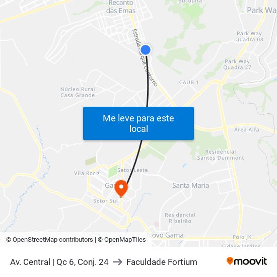 Av. Central | Qc 6, Conj. 24 to Faculdade Fortium map