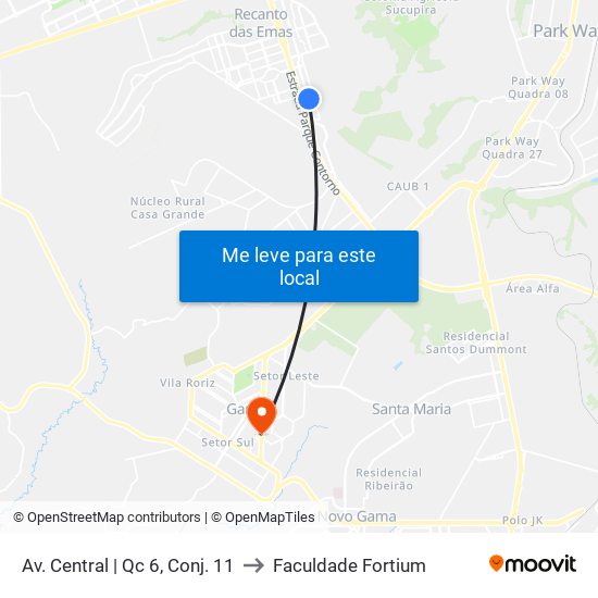 Av. Central | Qc 6, Conj. 11 to Faculdade Fortium map