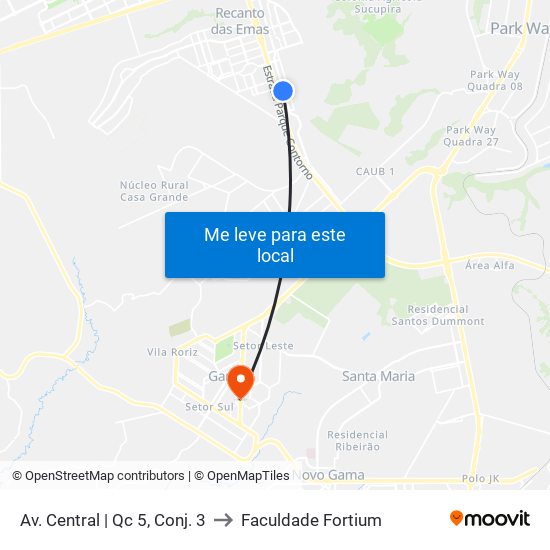 Av. Central | Qc 5, Conj. 3 to Faculdade Fortium map