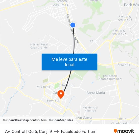 Av. Central | Qc 5, Conj. 9 to Faculdade Fortium map