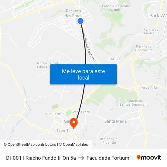 Df-001 | Riacho Fundo Ii, Qn 5a to Faculdade Fortium map