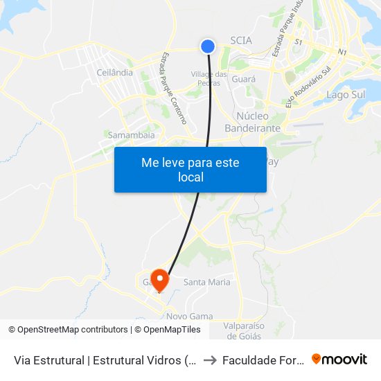 Via Estrutural | Estrutural Vidros (Rua 03) to Faculdade Fortium map