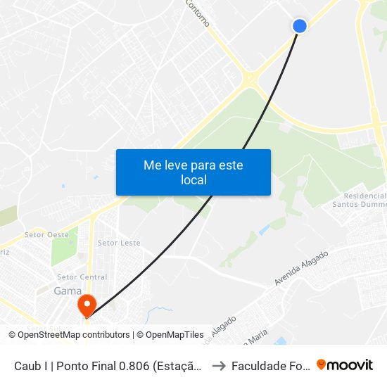 Caub I | Ponto Final 0.806 (Estação Brt Caub) to Faculdade Fortium map