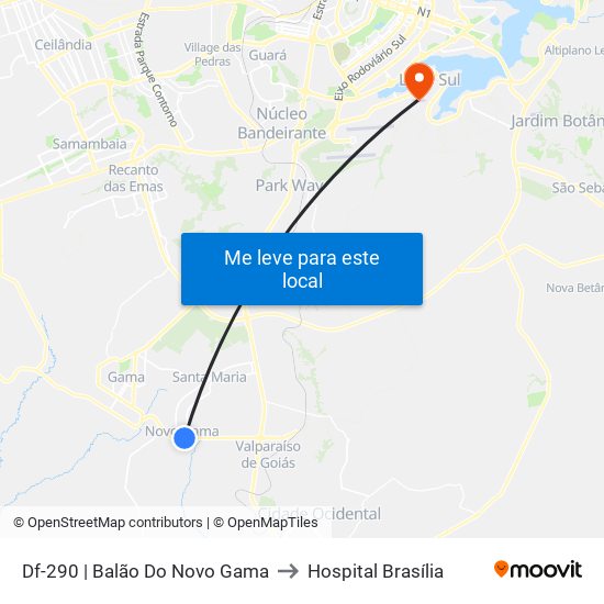 Df-290 | Balão Do Novo Gama to Hospital Brasília map