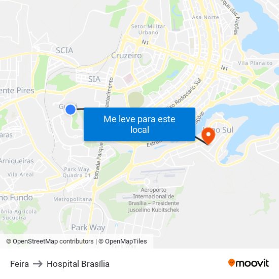 Feira to Hospital Brasília map