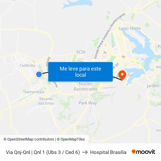 Via Qnj-Qnl | Qnl 1 (Ubs 3 / Ced 6) to Hospital Brasília map