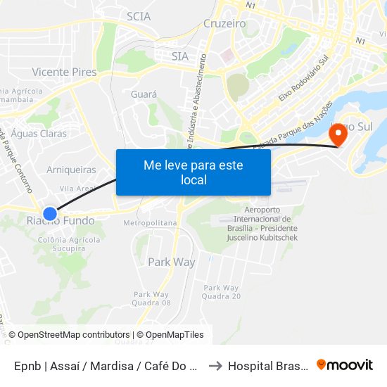 Epnb | Assaí / Mardisa / Café Do Sítio to Hospital Brasília map