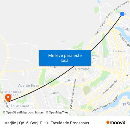 Varjão | Qd. 6, Conj. F to Faculdade Processus map