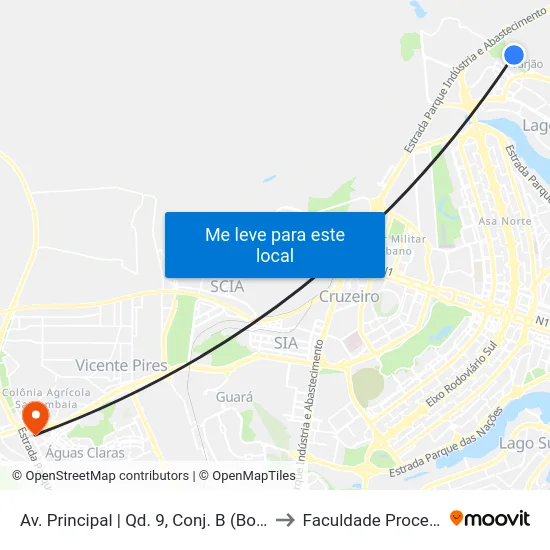 Av. Principal | Qd. 9, Conj. B (Bonanza) to Faculdade Processus map