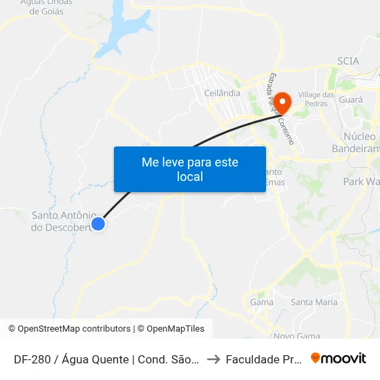 DF-280 / Água Quente | Cond. São Francisco, Qd. 1 to Faculdade Processus map