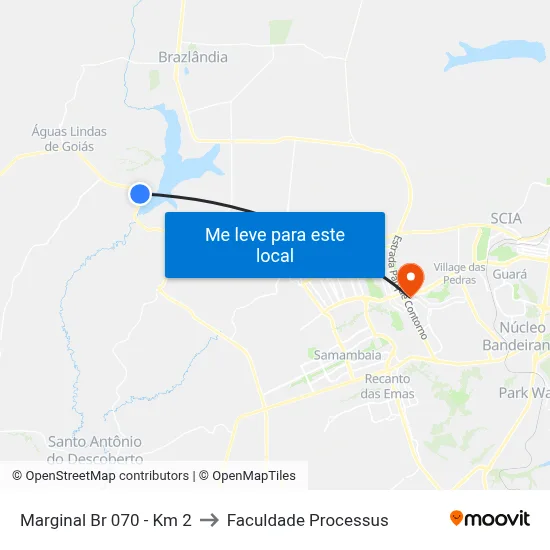 Marginal Br 070 - Km 2 to Faculdade Processus map