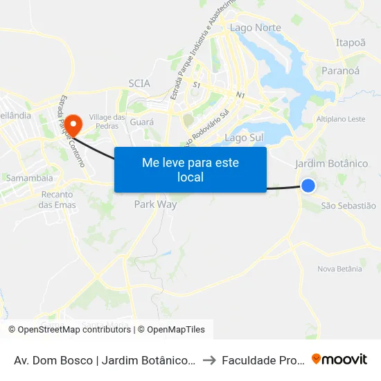 Av. Dom Bosco | Jardim Botânico VI - Portaria I to Faculdade Processus map