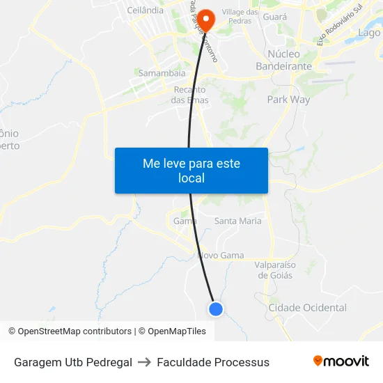 Garagem Utb Pedregal to Faculdade Processus map