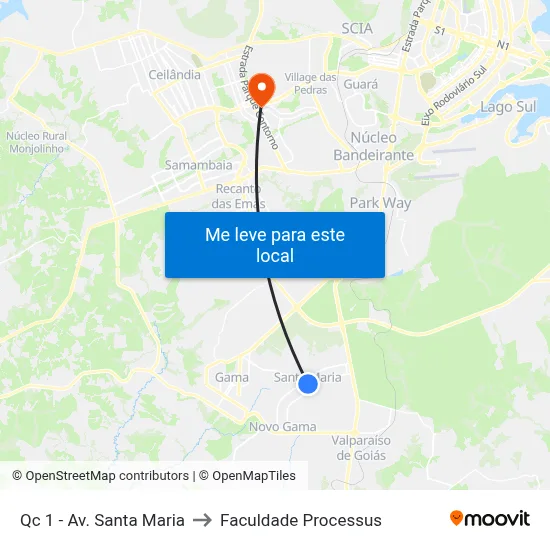 Qc 1 - Av. Santa Maria to Faculdade Processus map