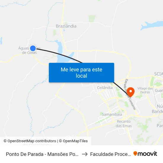 Ponto De Parada - Mansões Por Do Sol to Faculdade Processus map