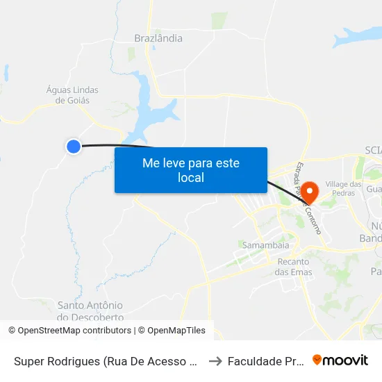 Super Rodrigues (Rua De Acesso Ao Royal Parque ) to Faculdade Processus map