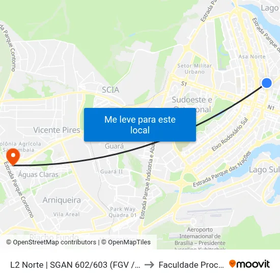 L2 Norte | SGAN 602/603 (FGV / BIG BOX) to Faculdade Processus map