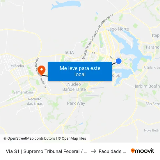 Via S1 | Supremo Tribunal Federal / Praça dos Três Poderes to Faculdade Processus map