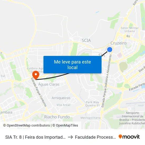 SIA Tr. 8 | Feira dos Importados to Faculdade Processus map