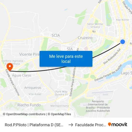 Rod.P.Piloto | Plataforma D (SEMIURBANO) to Faculdade Processus map