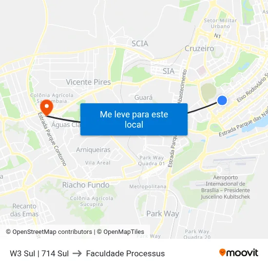 W3 Sul | 714 Sul to Faculdade Processus map