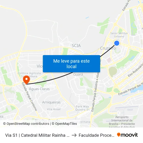 Via S1 | Catedral Militar Rainha da Paz to Faculdade Processus map