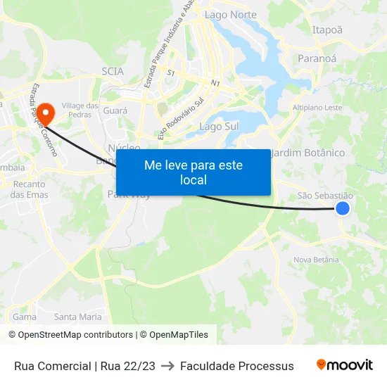 Rua Comercial | Rua 22/23 to Faculdade Processus map