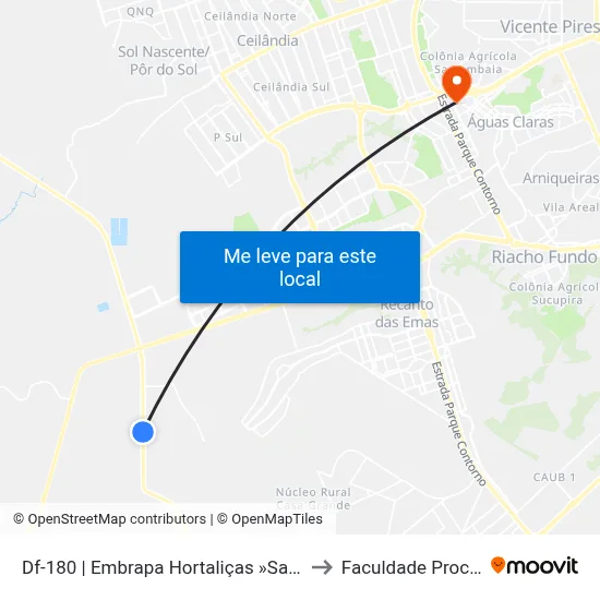 Df-180 | Embrapa Hortaliças »Samambaia» to Faculdade Processus map