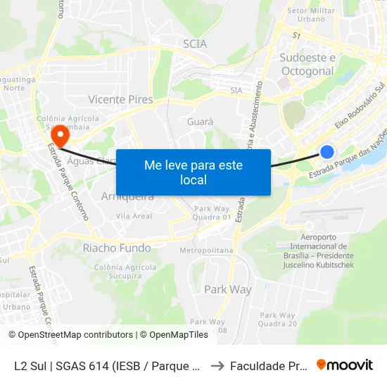 L2 Sul | SGAS 614 (IESB / Parque Asa Sul / CREAS) to Faculdade Processus map