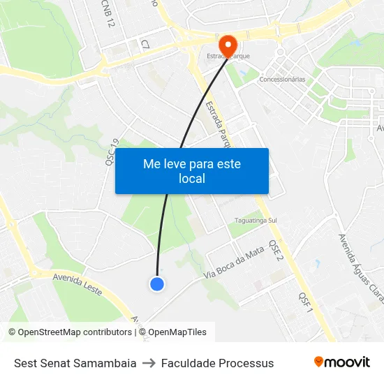 Sest Senat Samambaia to Faculdade Processus map