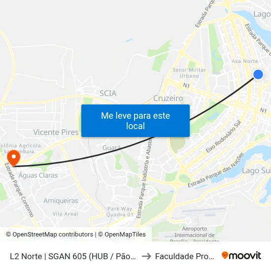 L2 Norte | SGAN 605 (HUB / Pão de Açúcar) to Faculdade Processus map