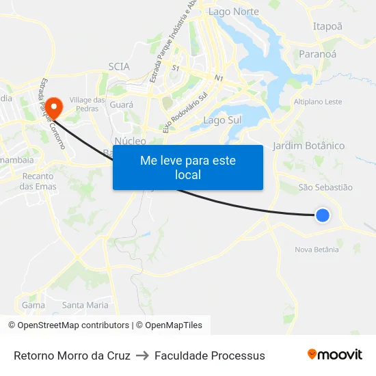 Retorno Morro da Cruz to Faculdade Processus map